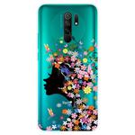 For Xiaomi Redmi 9 Coloured Drawing Pattern Highly Transparent TPU Protective Case(Flower Girl)