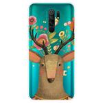 For Xiaomi Redmi 9 Coloured Drawing Pattern Highly Transparent TPU Protective Case(Flower Deer)