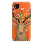 For Xiaomi Redmi 9C Coloured Drawing Pattern Highly Transparent TPU Protective Case(Flower Deer)