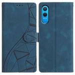 For OnePlus Nord CE4 Lite Triangles Embossed Leather Phone Case(Blue)
