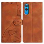 For OnePlus Nord CE4 Lite Triangles Embossed Leather Phone Case(Brown)