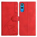 For OnePlus Nord CE4 Lite Triangles Embossed Leather Phone Case(Red)