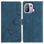 For Xiaomi 11 Pro Triangles Embossed Leather Phone Case(Blue)