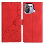 For Xiaomi 11 Pro Triangles Embossed Leather Phone Case(Red)