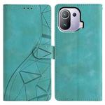 For Xiaomi 11 Pro Triangles Embossed Leather Phone Case(Green)