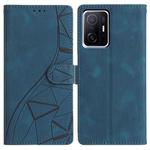 For Xiaomi 11T / 11T Pro Triangles Embossed Leather Phone Case(Blue)