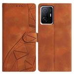 For Xiaomi 11T / 11T Pro Triangles Embossed Leather Phone Case(Brown)