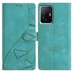 For Xiaomi 11T / 11T Pro Triangles Embossed Leather Phone Case(Green)