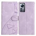 For Xiaomi 12 Pro Triangles Embossed Leather Phone Case(Purple)