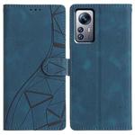 For Xiaomi 12 Pro Triangles Embossed Leather Phone Case(Blue)