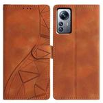 For Xiaomi 12 Pro Triangles Embossed Leather Phone Case(Brown)