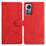 For Xiaomi 12 Pro Triangles Embossed Leather Phone Case(Red)