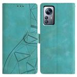 For Xiaomi 12 Pro Triangles Embossed Leather Phone Case(Green)