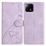 For Xiaomi 13 Triangles Embossed Leather Phone Case(Purple)