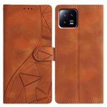 For Xiaomi 13 Triangles Embossed Leather Phone Case(Brown)