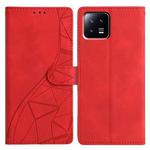 For Xiaomi 13 Triangles Embossed Leather Phone Case(Red)