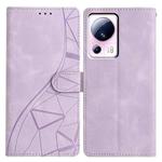 For Xiaomi 13 Lite Triangles Embossed Leather Phone Case(Purple)
