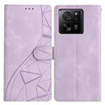 For Xiaomi 14T Triangles Embossed Leather Phone Case(Purple)