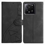 For Xiaomi 14T Triangles Embossed Leather Phone Case(Black)
