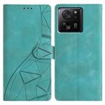 For Xiaomi 14T Triangles Embossed Leather Phone Case(Green)