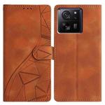 For Xiaomi 13T 5G Triangles Embossed Leather Phone Case(Brown)