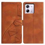 For Xiaomi Poco M7 Pro 5G Triangles Embossed Leather Phone Case(Brown)