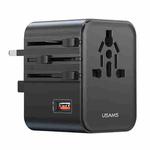 USAMS CC309 25W Dual Type-C and USB-A Ports Universal Travel Charger(Black)