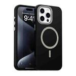 For iPhone 15 Pro Glitter Rhinestones Series Magsafe PC Hybrid TPU Phone Case(Black)