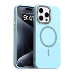 For iPhone 15 Pro Glitter Rhinestones Series Magsafe PC Hybrid TPU Phone Case(Blue)