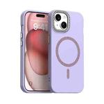 For iPhone 15 Glitter Rhinestones Series Magsafe PC Hybrid TPU Phone Case(Purple)