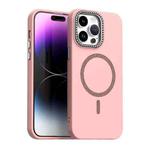 For iPhone 14 Pro Max Glitter Rhinestones Series Magsafe PC Hybrid TPU Phone Case(Red)