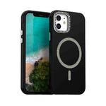 For iPhone 12 Glitter Rhinestones Series Magsafe PC Hybrid TPU Phone Case(Black)