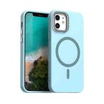 For iPhone 12 Glitter Rhinestones Series Magsafe PC Hybrid TPU Phone Case(Blue)