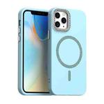For iPhone 12 Pro Glitter Rhinestones Series Magsafe PC Hybrid TPU Phone Case(Blue)
