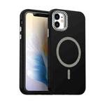 For iPhone 11 Glitter Rhinestones Series Magsafe PC Hybrid TPU Phone Case(Black)
