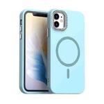 For iPhone 11 Glitter Rhinestones Series Magsafe PC Hybrid TPU Phone Case(Blue)