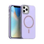 For iPhone 11 Pro Glitter Rhinestones Series Magsafe PC Hybrid TPU Phone Case(Purple)