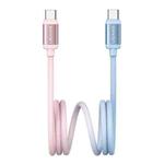 USAMS SJ756 Type-C to Type-C 60W Dual Color Aluminum Alloy Fast Charging Data Cable, Length:1.2m(Blue Pink)