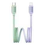 USAMS SJ757 30W Type-C to 8 Pin Dual Color Aluminum Alloy Fast Charging Data Cable, Length:1.2m(Green Purple)