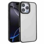 For iPhone 16 Pro Max Macaron PC Hybrid TPU Glossy Phone Case(Black)