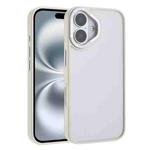 For iPhone 16 Macaron PC Hybrid TPU Glossy Phone Case(White)