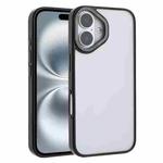 For iPhone 16 Macaron PC Hybrid TPU Glossy Phone Case(Black)