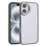For iPhone 16 Macaron PC Hybrid TPU Glossy Phone Case(Grey)