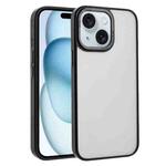 For iPhone 15 Macaron PC Hybrid TPU Glossy Phone Case(Black)