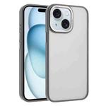 For iPhone 15 Macaron PC Hybrid TPU Glossy Phone Case(Grey)