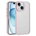 For iPhone 15 Macaron PC Hybrid TPU Glossy Phone Case(Pink)