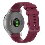18mm For Garmin Venu 2S / Move 3S / Active S xDfind Small Plaid Solid Color Silicone Watch Band(Wine Red)