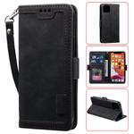 For iPhone 12 / 12 Pro Retro Splicing Horizontal Flip Leather Case with Card Slots & Holder & Wallet(Black)