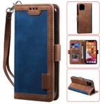 For iPhone 12 / 12 Pro Retro Splicing Horizontal Flip Leather Case with Card Slots & Holder & Wallet(Blue)