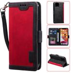 For iPhone 12 / 12 Pro Retro Splicing Horizontal Flip Leather Case with Card Slots & Holder & Wallet(Red)